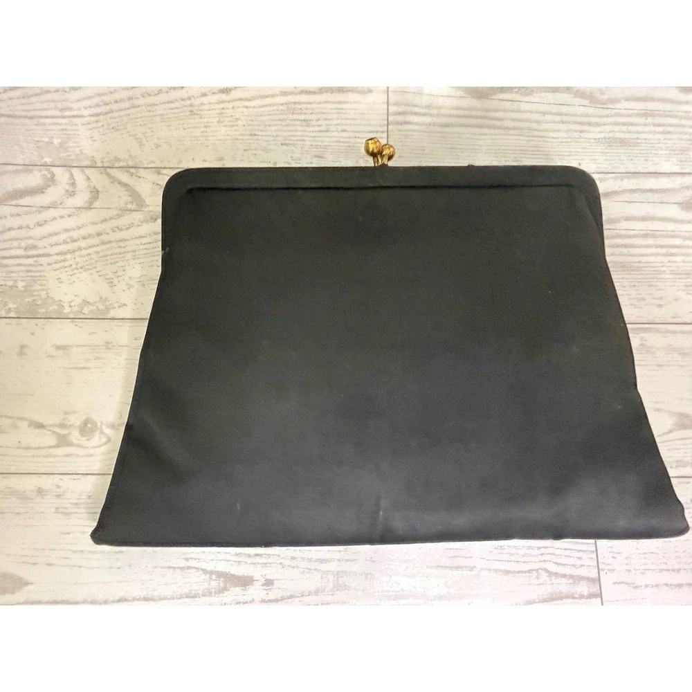 Vintage 1960s L & M Spotlite Black Satin Purse w Matching Coin Bag Evening Bag